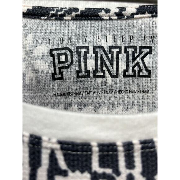 VS PINK Thermal Top Womens Large Sleep Shirt PJ Top Waffle Knit Snowflake - Picture 3 of 5